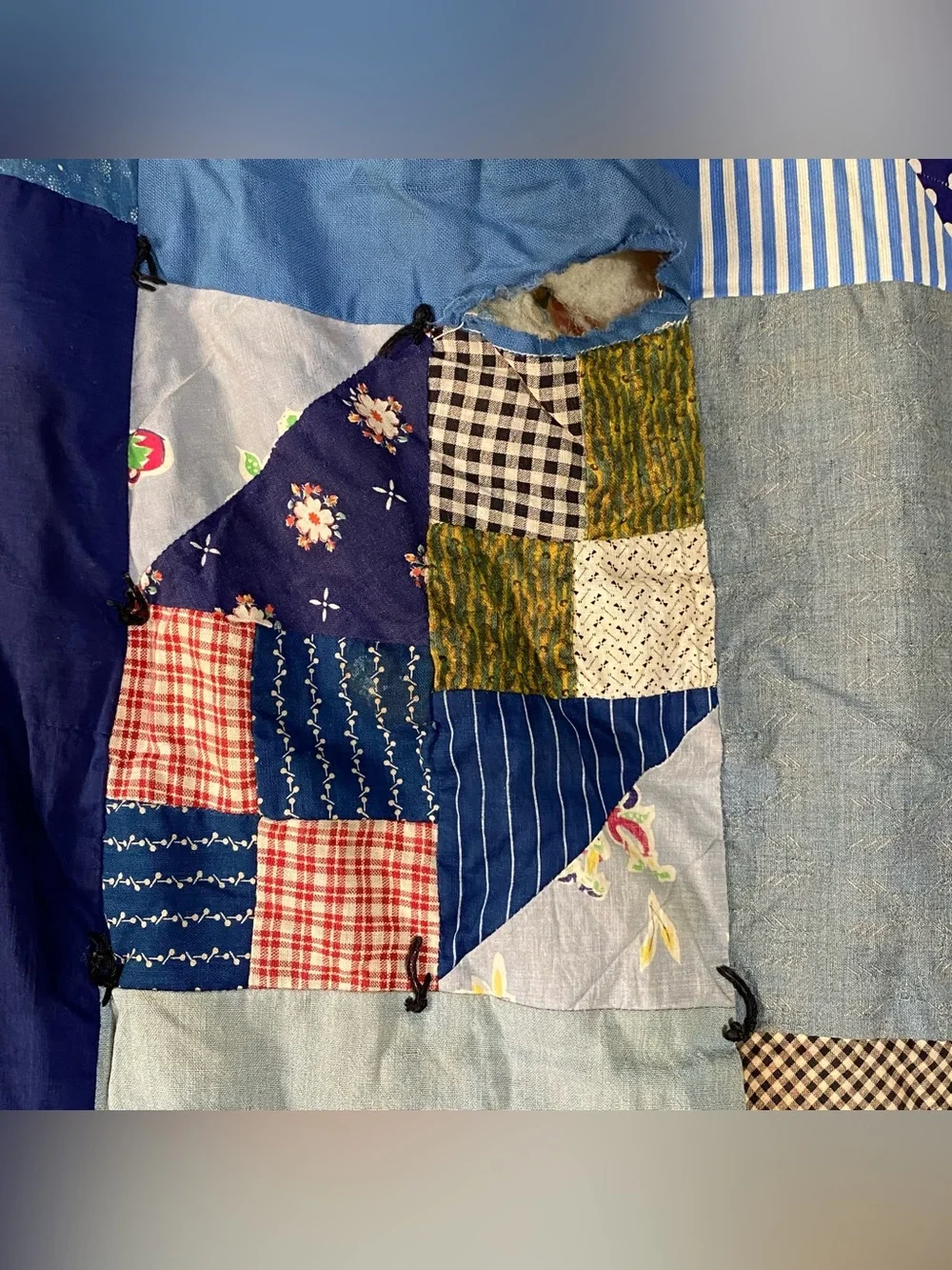 Vintage Patchwork Tie Cutter Quilt 70” x 90”